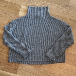 A.L.C. Charcoal Ribbed Stand Collar Sweater